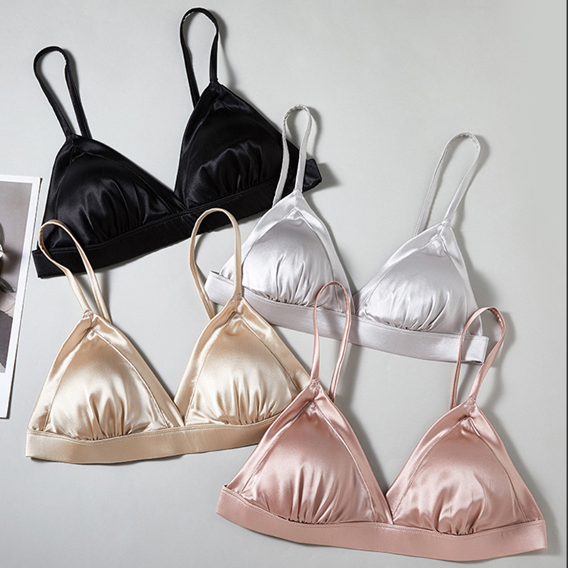 Luxury Real Silk Satin Wireles - Sleep Bra Bralette 评论和价格